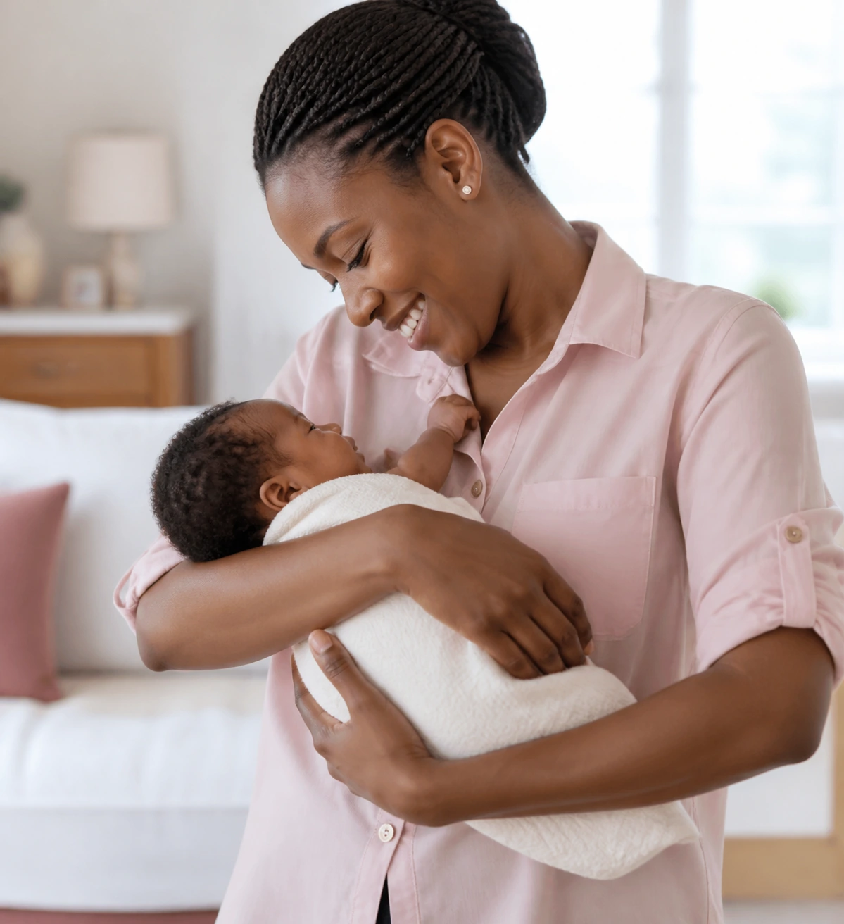 A Nigerian mother holding her newborn baby